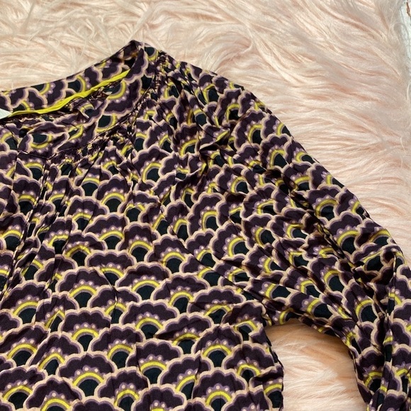 Boden Geometric Floral Retro Patterned Popover Blouse - Picture 5 of 11